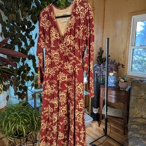 Effie's Heart burgundy floral dress, 2X